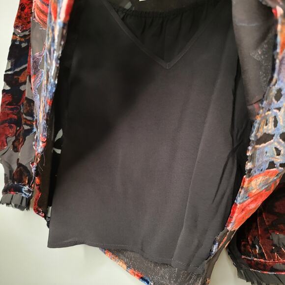 NWT Sundance Burnout Velvet Top Womens Size M Petite Dark Floral Rose Black Goth - Picture 8 of 13